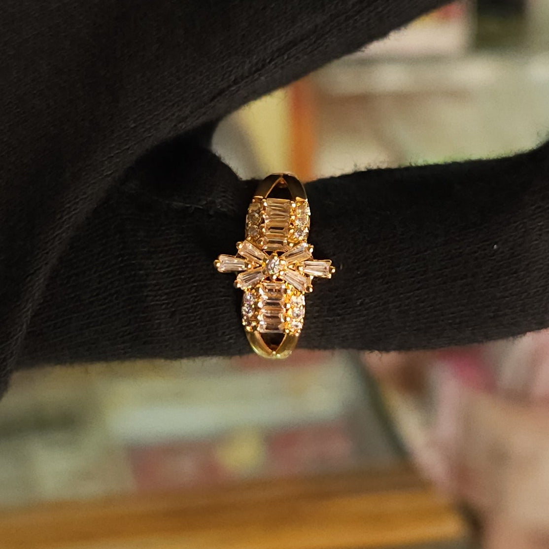 AD Stone Rose Gold Finger Ring | Adjustable