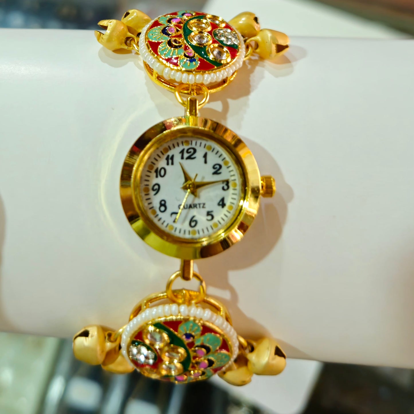 Kashmiri Style Adjustable Bracelet Watch for Women | Ethnic Traditional Kada Watch | Multicolor Meenakari Design