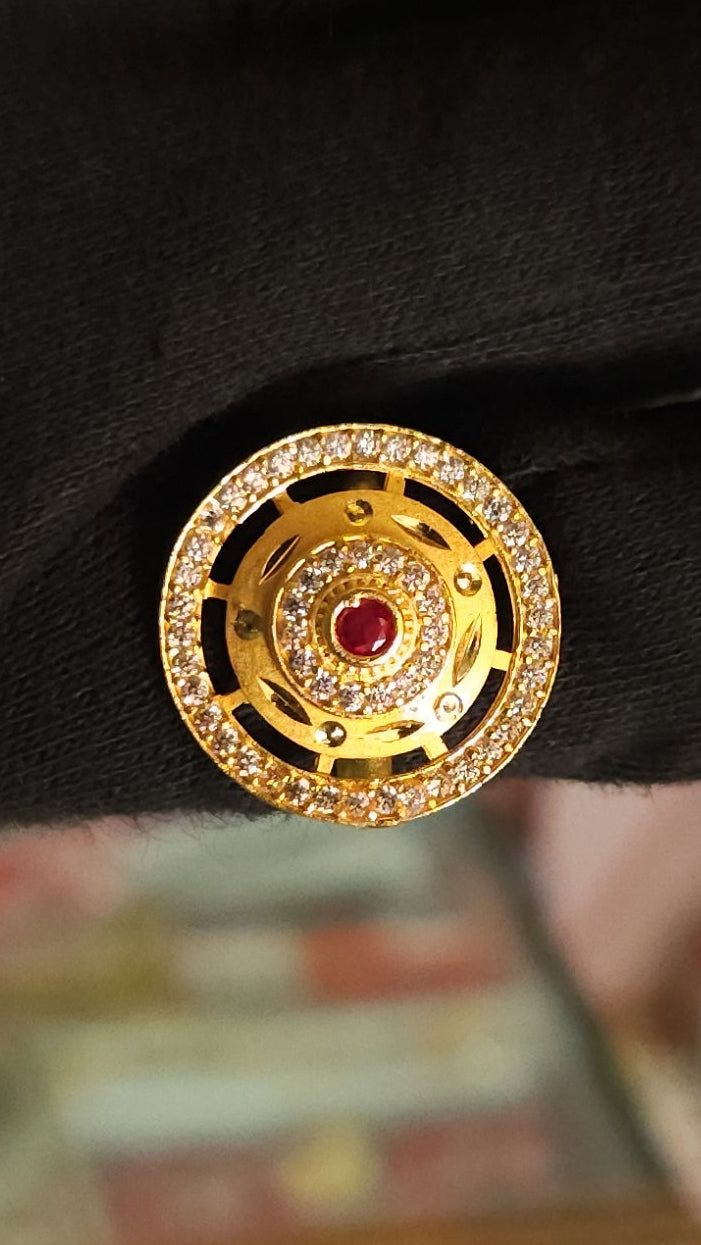 Gold Plated Adjustable AD Stone Finger Ring