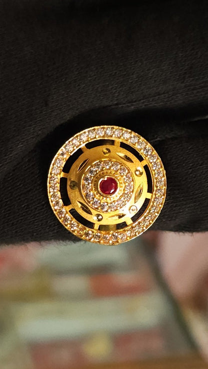 Gold Plated Adjustable AD Stone Finger Ring