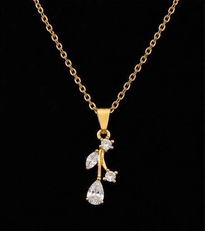 Elegant Gold-Plated Crystal Drop Pendant Necklace for Women | Korean Style Minimal Chain Necklace