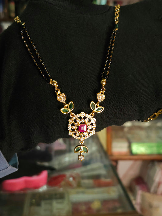 Luxury Look CZ Stone Black Bead Mangalsutra for Women