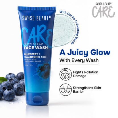 SWISS BEAUTY Care Juicy Glow Face Wash Blueberry + Hyaluronic Acid