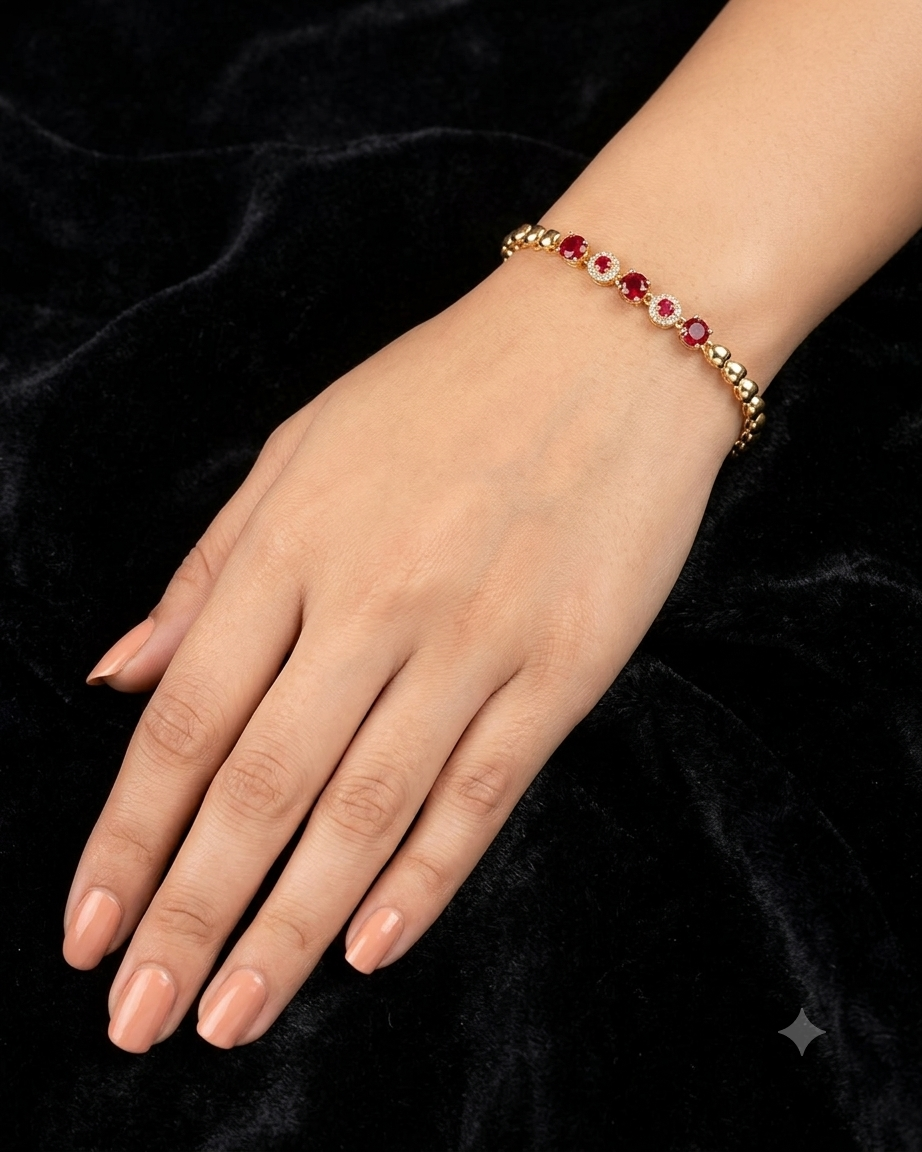 Red Stone Elegant Chain Bracelet