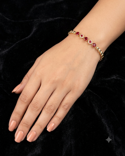 Red Stone Elegant Chain Bracelet