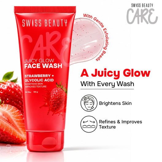 SWISS BEAUTY Care Juicy Glow Face Wash Strawberry + Glycolic Acid