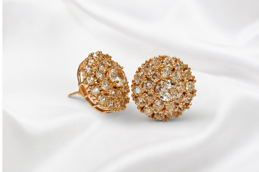 Rose Gold Diamond Look Stud Earrings