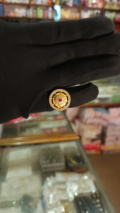 Gold Plated Adjustable AD Stone Finger Ring