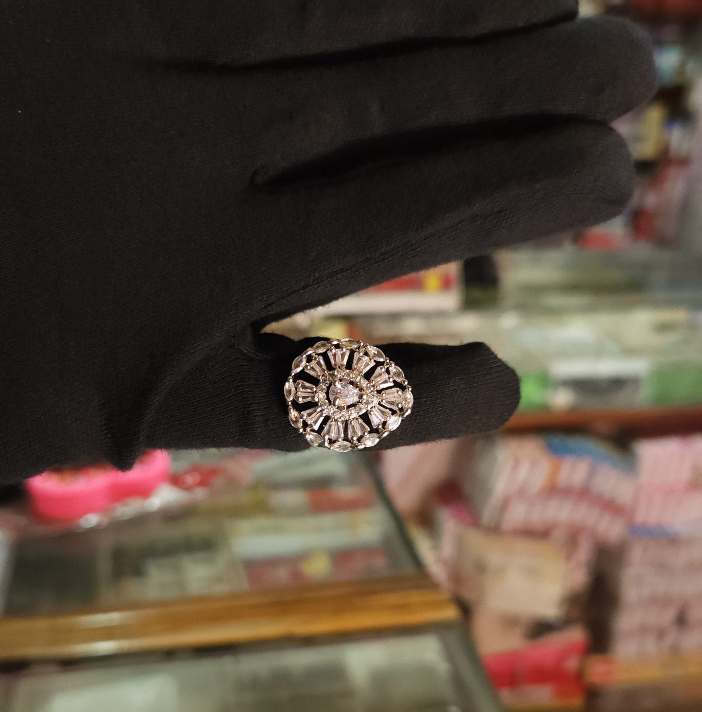 Silver AD Stone Finger Ring