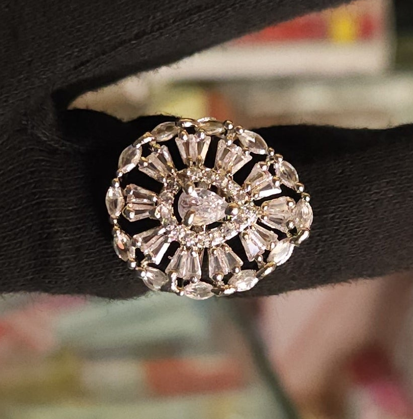 Silver AD Stone Finger Ring