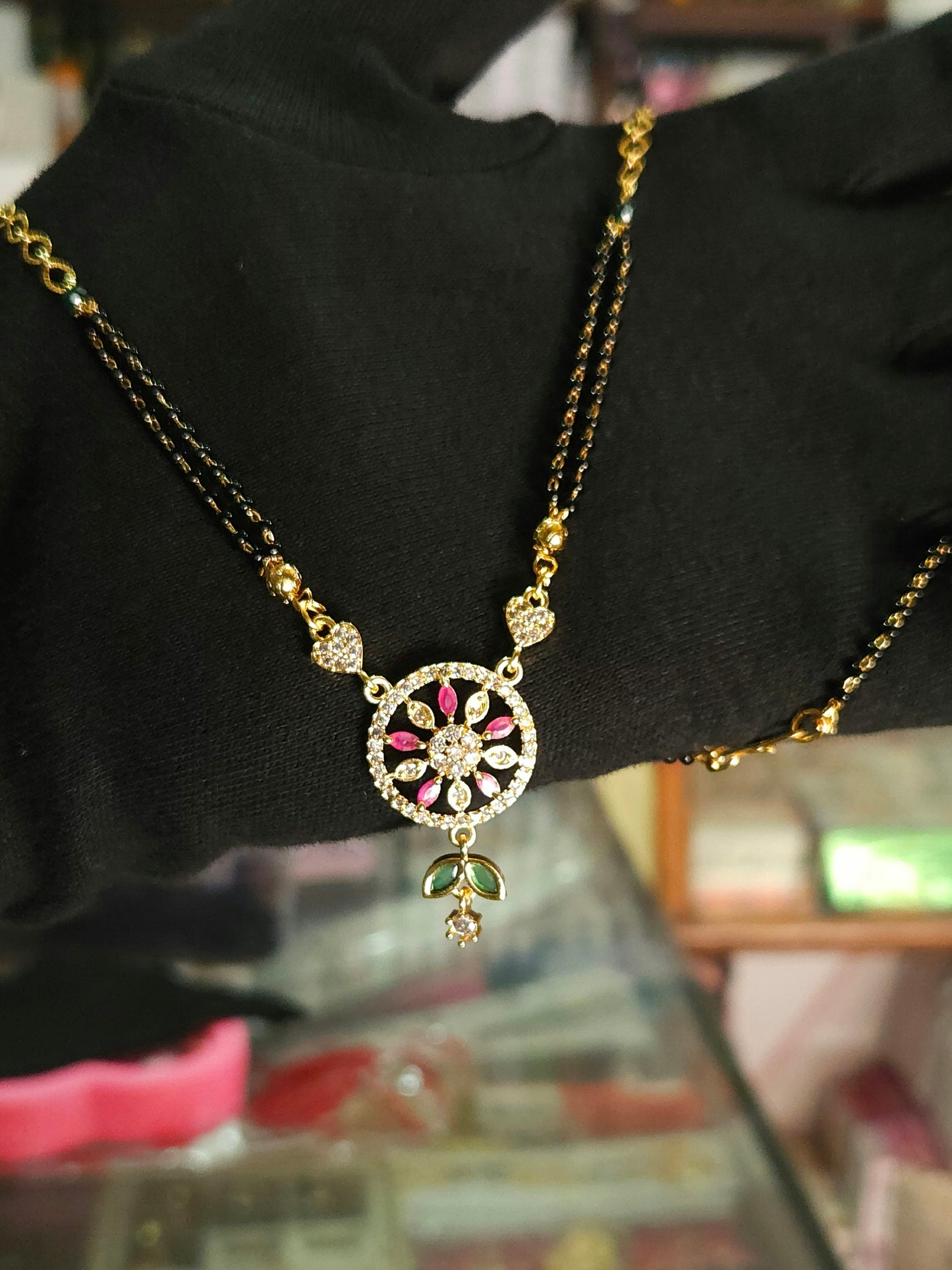 Luxury Look CZ Stone Black Bead Mangalsutra for Women