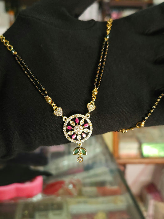 Luxury Look CZ Stone Black Bead Mangalsutra for Women