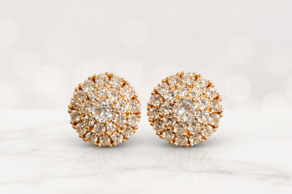 Rose Gold Diamond Look Stud Earrings