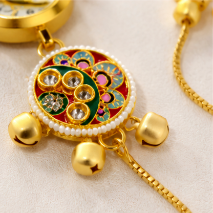 Kashmiri Style Adjustable Bracelet Watch for Women | Ethnic Traditional Kada Watch | Multicolor Meenakari Design