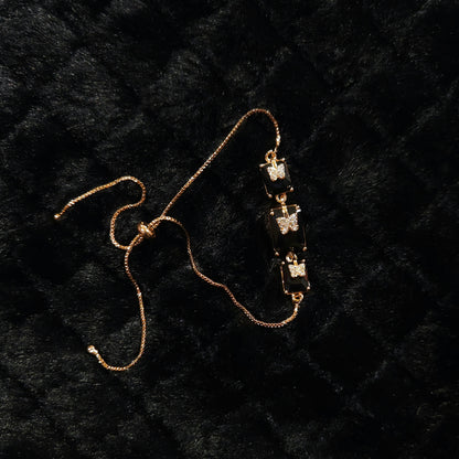 Midnight Butterfly Gold Adjustable Bracelet