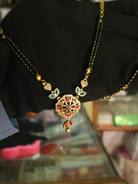 Luxury Look CZ Stone Black Bead Mangalsutra for Women